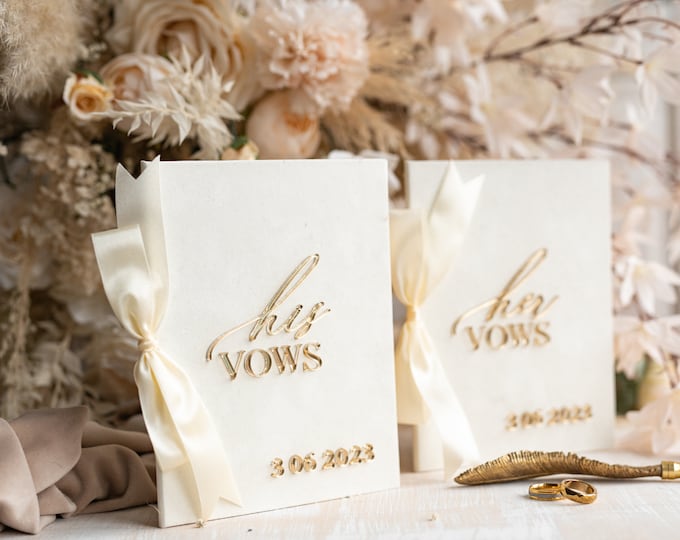 Bride & groom vow books set of 2, wedding vow books, personalized vow booklets custom his and her vows