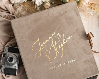 Grande álbum de fotos de veludo para casamento com capa protetora, capas pretas para 200-500 fotos de 4x6 polegadas, álbum de fotos de veludo bege dourado