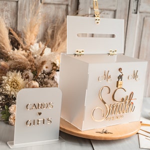 Elegante conjunto de casamento Frozen caixa de cartão de acrílico com cadeado e assinar cartões e presentes, caixa de cartão de casamento personalizada, porta-cartão de casamento, ACCFR