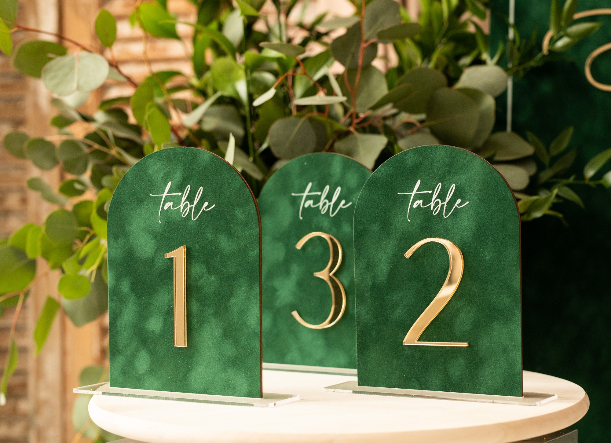 Arch Table Number, Luxury Green Velvet Arched Table Numbers With ...