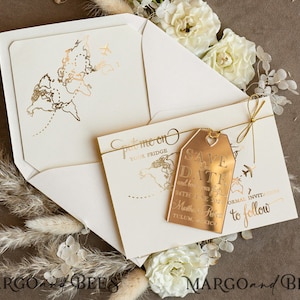 Etiquette en acrylique "Retenez cette date" pour voyage en or
