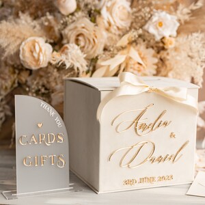 Ivory Velvet Wedding Card Box, Ivory and Gold Card Box With Cards and ...