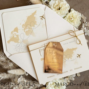 Etiquette en acrylique "Retenez cette date" pour voyage en or