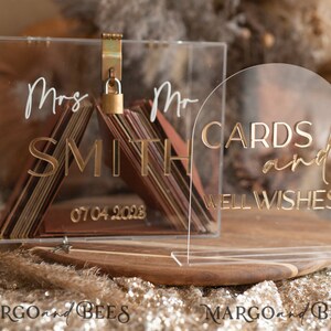 Caixa de cartão de casamento personalizada moderna com cadeado e sinal, caixa de cartão de presente de acrílico dourado, tampa de caixa de desejos de casamento, caixa de dinheiro de casamento, ACGold