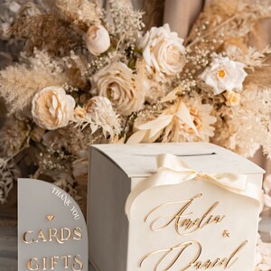 Ivory Velvet Wedding Card Box, Ivory and Gold Card Box With Cards and ...
