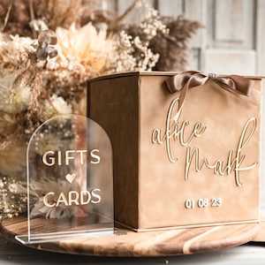 Card Box, Wedding Card Box with Lid, Spring Wedding Money Box, Wedding Card Box with slot and cards and gift Arch acrylic sign set, BVpx1