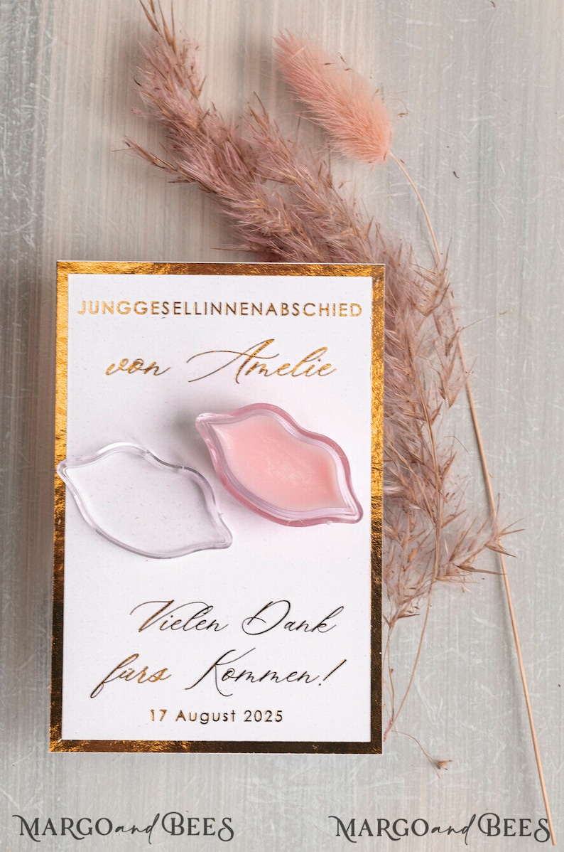 JGA geschenke gäste, Kreative Gastgeschenke für junggesellinnenabschied, Dankeschön zum JGA Kleine Geschenke für Freundinnen Lippenbalsam