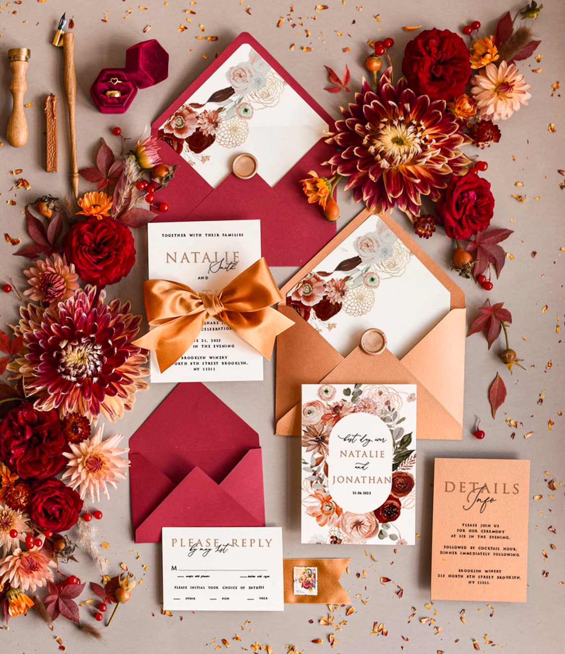 Elegant Terracotta Wedding Invitations affordable Terraccota image 3