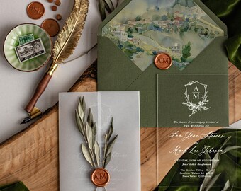 Buy Olive Branch Greece Wedding Invitations, Tuscany Wedding