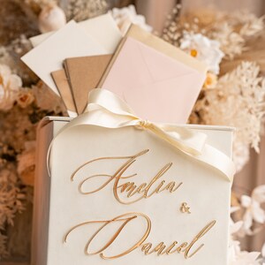 Ivory Velvet Wedding Card Box, Ivory and Gold Card Box With Cards and ...