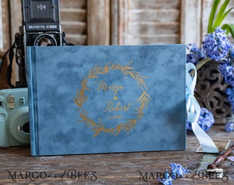 Luxury Olive Gold Instax velvet Wedding GuestBook Gold, Large Instant Wedding Guest Book Greenery Polaroid velvet Guestbook Green Guest Book