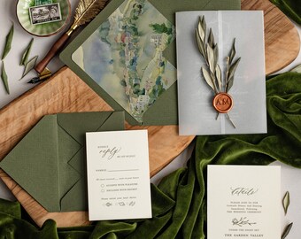 Buy Olive Branch Greece Wedding Invitations, Tuscany Wedding