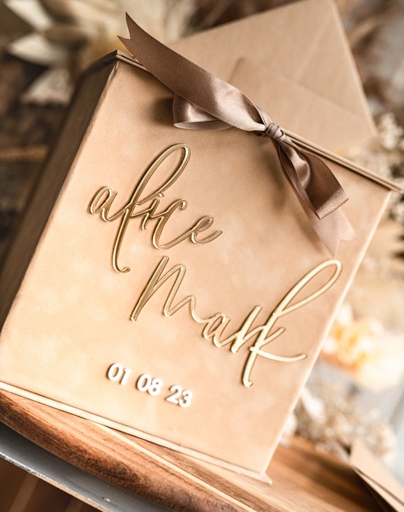 Gift Card Box Velvet Beige bruiloft wishing well money gift card