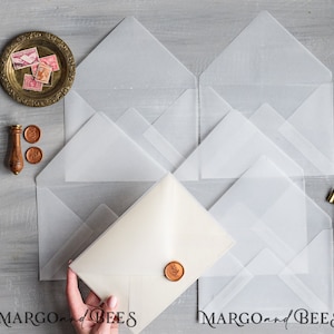 Sobres transparentes personalizados de papel vitela, sobres elegantes de papel de calco, sobres de invitación de lujo, sobres transparentes para tarjetas