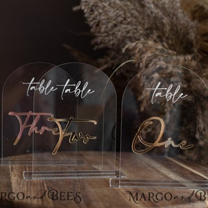 Arch Acrylic Table Numbers Clear Acrylic gold Sign, Golden Plexi Table Numbers, Luxury Wedding Table Decor Centerpieces Decorations AcGold