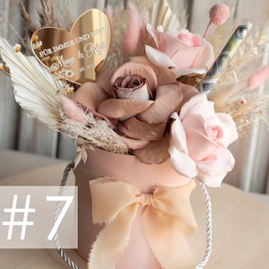 XXL Geschenkschachtel für Geld Geldgeschenk zur Hochzeit mit Strauß aus Trockenblumen personalisiert Reagenzglas für Geld gift box for money image 7