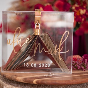 Caixa de cartão de presente de dinheiro de acrílico transparente para casamento, caixa de cartão de casamento personalizada, caixa de cartão de acrílico, caixa de cartão de casamento com tampa, ACGold