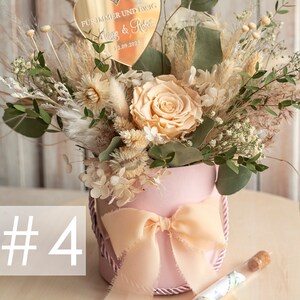 XXL Geschenkschachtel für Geld Geldgeschenk zur Hochzeit mit Strauß aus Trockenblumen personalisiert Reagenzglas für Geld gift box for money image 4