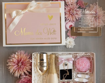 Geschenkidee zum Muttertag Goldenes Schnapsglas Flaschenetikett Geschenkset für Mama mit Glückwünschen Muttertagsgeschenk Geschenkset Mama