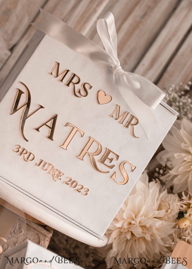 Pure White Gift Card Box & Cards Gifts Sign, Velvet Classic Wedding ...