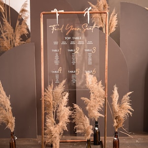 acrylic clear Personalised Wedding Table Seating Plan, Gold Modern transparent Seating Chart, Boho Elegant Find Your Seat Seating Plan 1ACC