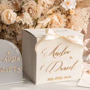 Ivory Velvet Wedding Card Box, Ivory and Gold Card Box With Cards and ...