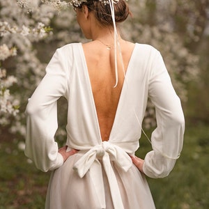 White Velvet Wedding bolero long sleeve Shrug Wedding, Bridal Backless Cover, Jacket for Bride, Velvet Bridal Blouse Bridal Shrug, open back