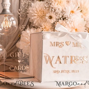 Caja de regalo y letrero de regalo de tarjetas de color blanco puro, caja de regalo de dinero con forma de pozo de los deseos de boda clásica de terciopelo, caja de tarjeta de boda blanca, dArch