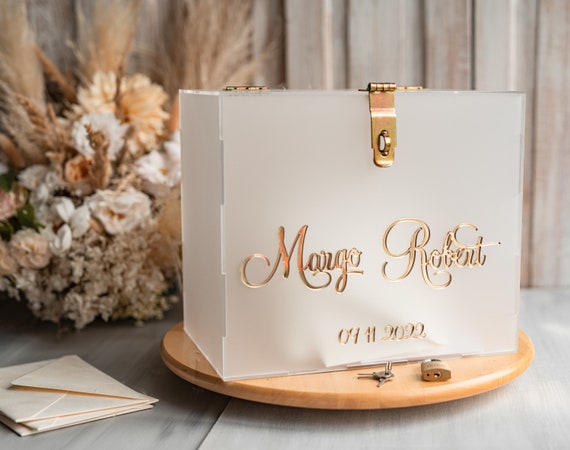 Personalized Wedding Card Box | Acrylic Card Box | Wedding Card Box with  Slot | Wedding Card Box Decal | Wedding Card Box | Clear Card Box