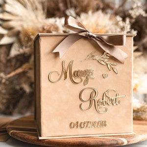 Geschenkkartenbox, Samt Beige Hochzeit wünschen gut Geldgeschenk Kartenbox, personalisierte Hochzeitskarte Box, Hochzeitskarte Box mit Deckel, BVpx1