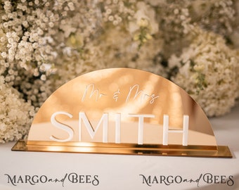 Golden Acrylic Top Table Mr & Mrs signs with stand, Beige Velvet gold Table Sign, Velvet Top Table  sign, Luxury Wedding Table Decor, Acmirr