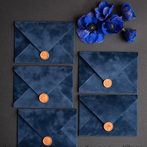 Elegantes sobres hechos a mano azul marino con forro, forro de sobre de terciopelo azul marino hecho a mano, sobre de invitación, sobres de terciopelo de tarjetas