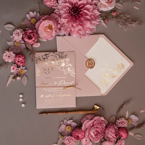 Elegante suite de invitación de boda de oro a medida - Etsy España Elegante suite de invitación de boda de oro a medida - Etsy España