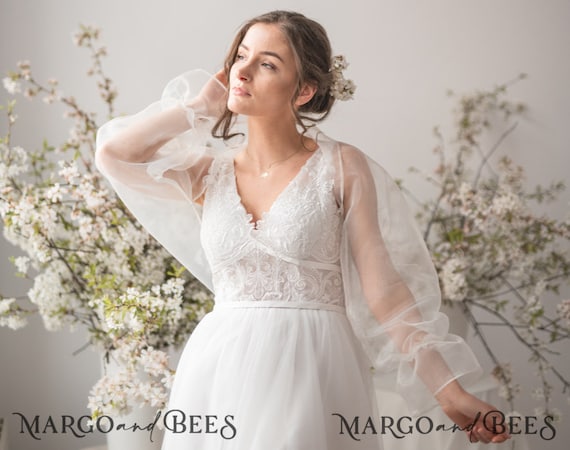 Wedding Bolero Long Sleeve Bridal Coverup Puff Sleeve - Etsy Israel