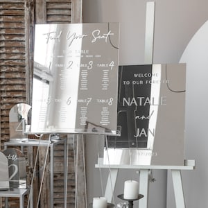 Silver Mirror Seating Chart Sign, 3d Elegant Find Your Seat - Seating Plan, Luxury Wedding Table Plan, Silver Mirror Wedding Decoration, SvS
