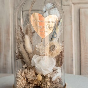 XXL Geschenkschachtel für Geld Geldgeschenk zur Hochzeit mit Strauß aus Trockenblumen personalisiert Reagenzglas für Geld gift box for money
