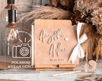 Fall Beige White Acrylic Wedding Guest Book Personalised and arch acrylic sign set, Tan Taupe Velvet Instant Photo Book Boho,dPG