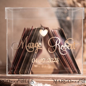 Personalized Wedding Card Box, Acrylic Gold gift Card Box, Wedding wishing well Box with Lid, Wedding Money Box, Wedding Card Holder