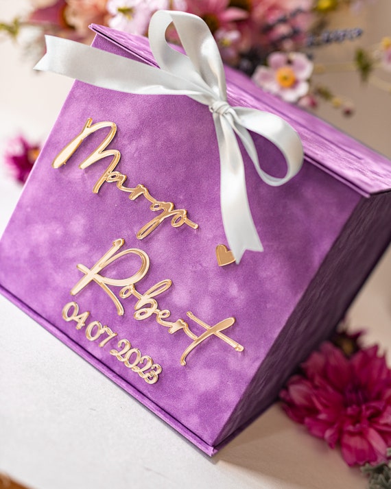 Gift Card Box, Velvet Beige wedding wishing well money gift card box,  Personalized Wedding Card Box, Luxury Card Box, Wedding Card Box with Lid