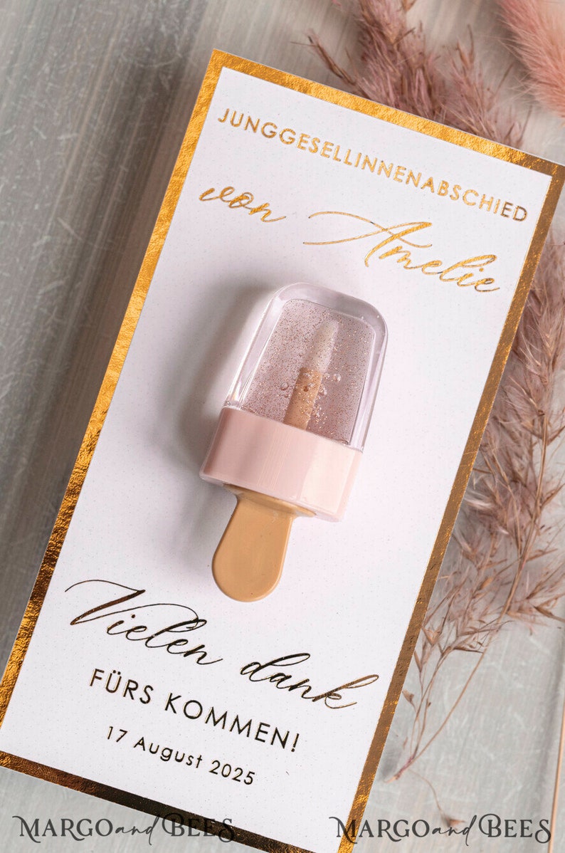 JGA geschenke gäste, Kreative Gastgeschenke für junggesellinnenabschied, Dankeschön zum JGA Kleine Geschenke für Freundinnen Lippenbalsam