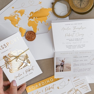 Flugzeug-Hochzeitskarten Boarding Pass Hochzeits-Einladungen im Reisepass-Stil im Ausland Einladung zur Zielhochzeit