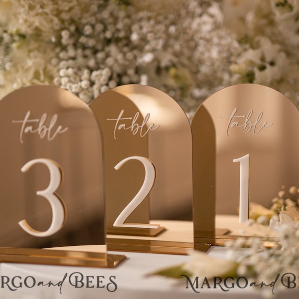 Arche Acrylique Table Numéros Or Acrylique Signe, Doré Plexi Table Numéros, Luxe Table De Mariage Décor Centres Décorations AcMirr