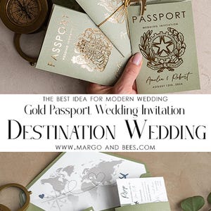 Destination Wedding Passport Invitations Sage Green – Boarding Pass Invite Tuscany Style bild 5