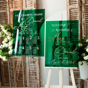 Luxury Green and Gold Wedding Welcome Sign, Emerald Green Acryl Wedding ...