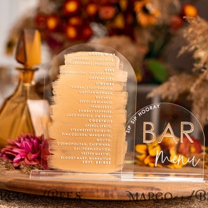 Modern Acrylic Gold Bar Menu Sign, Arch Plexi Table Bar Menu, Luxury Wedding Table Decor Bar, Centerpieces Decorations ACG2