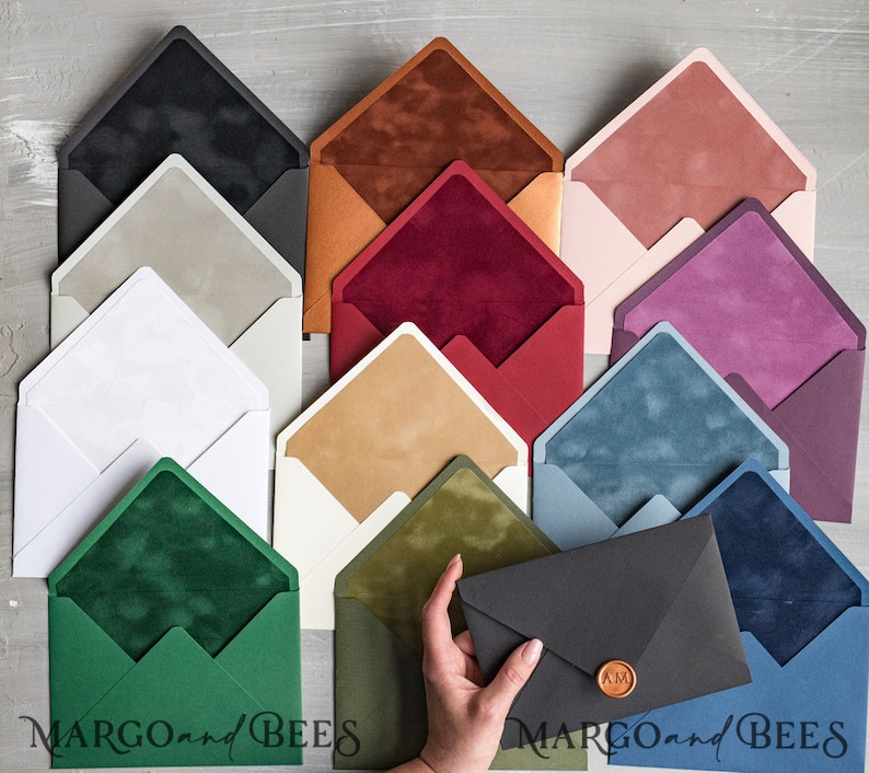 Custom Colors Handmade Envelopes With Velvet Liner Elegant Etsy