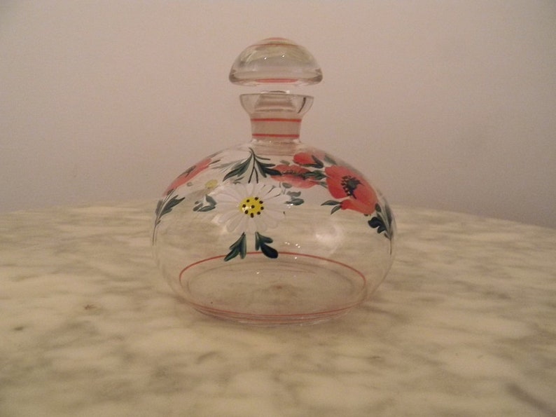 Vintage Liqueur Crystal carafe hand Painted image 1