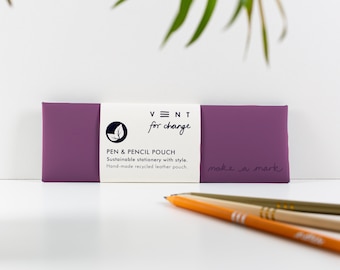 Estuche para lápices o bolígrafos de cuero reciclado - Morado