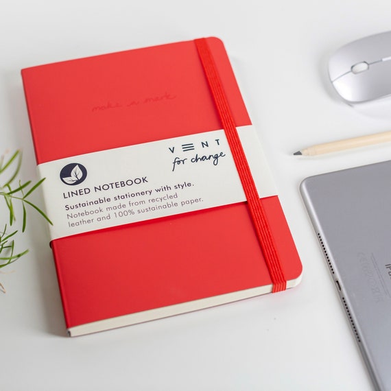 Recycled Leather A5 Notebook Red - Etsy