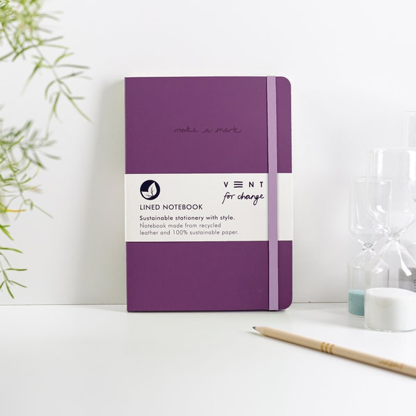 Recycled Leather A5 Notebook - Deep Purple